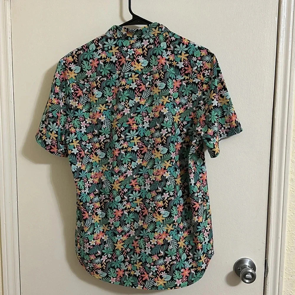 EUC Chubbies Tropical Toucan Palm Button Down Polo - Picture 4 of 5